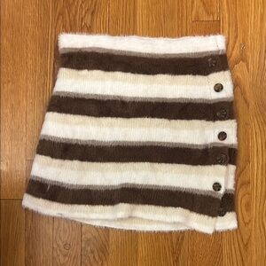 Striped Faux Fur Mini Skirt